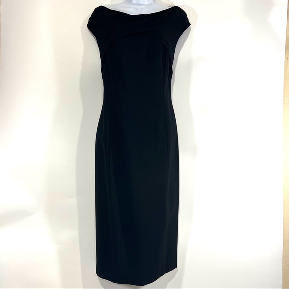 Lafayette 148 Black Boat Neck Wrap Sheath Dress NWT - Picture 1 of 8